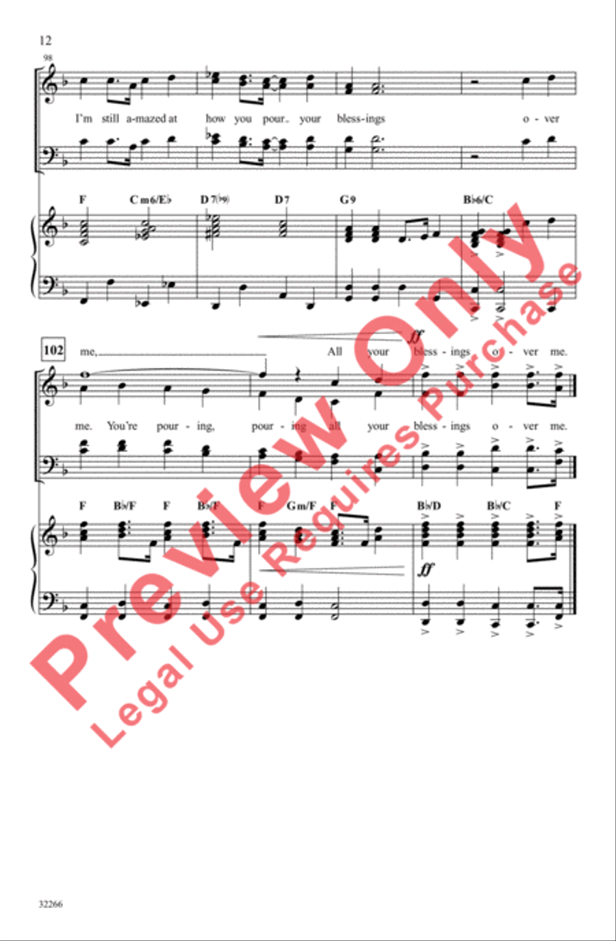 Blessings Over Me 4-Part scores gallery preview page 12