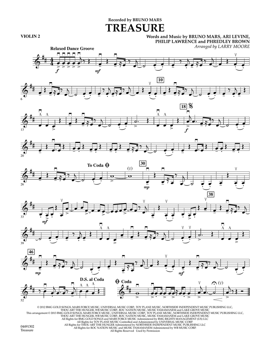 Treasure - Violin 2 Treasure - Violin 2 Orchestra scores gallery preview page 1