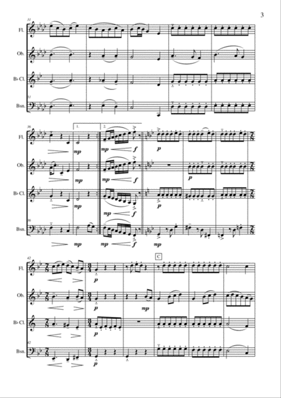 Ó Carolan's Welcome Ó Carolan's Welcome Woodwind Quartet scores gallery preview page 4