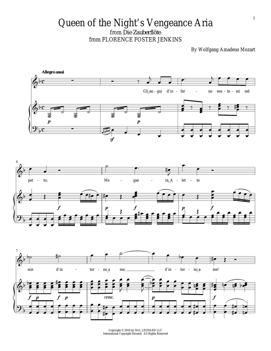 Queen Of The Night's Vengeance Aria Voice Solo scores gallery preview page 1