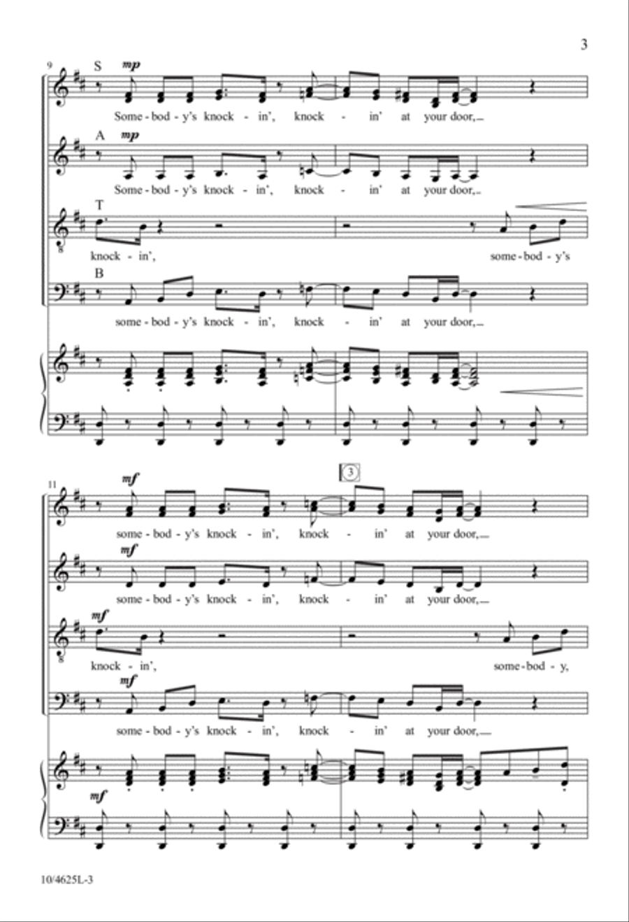 Somebody's Knockin' at Your Door 4-Part scores gallery preview page 3