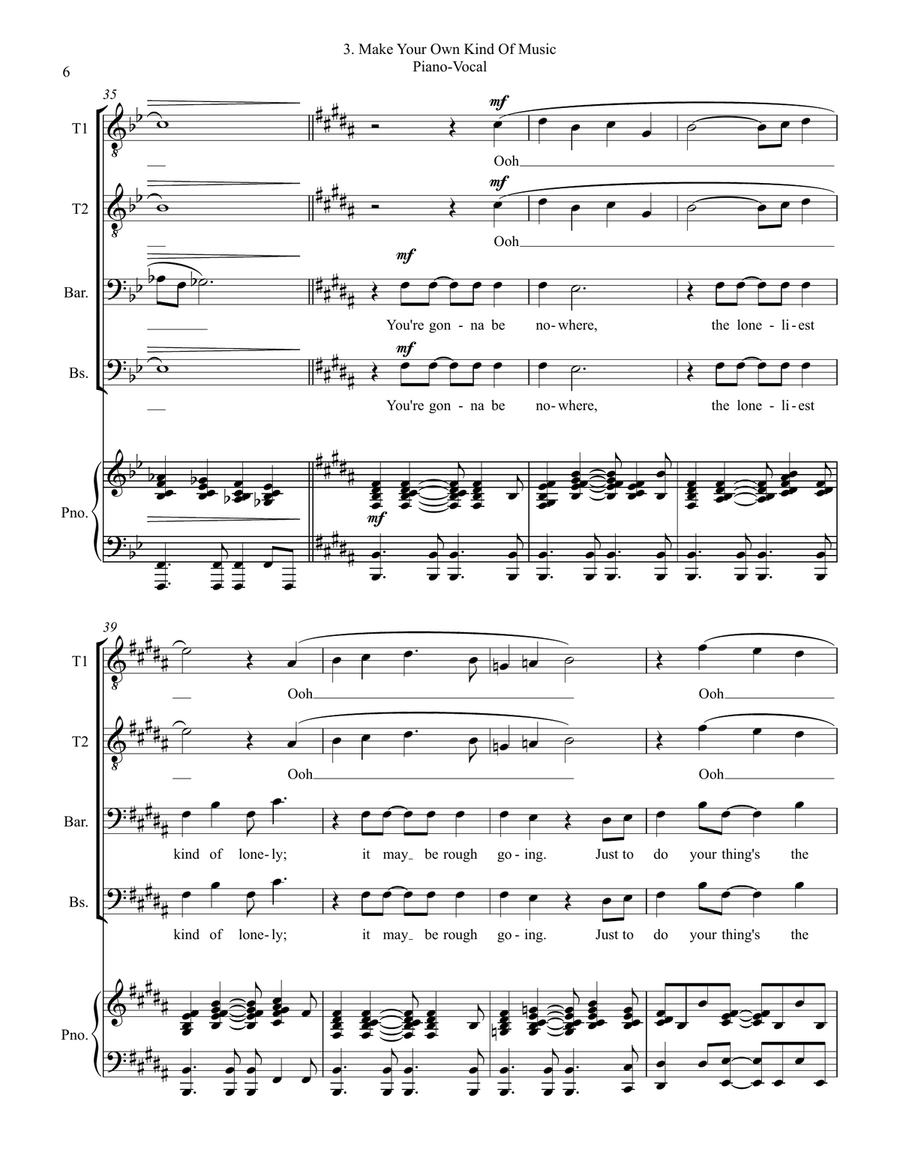 Make Your Own Kind Of Music TTBB scores gallery preview page 6