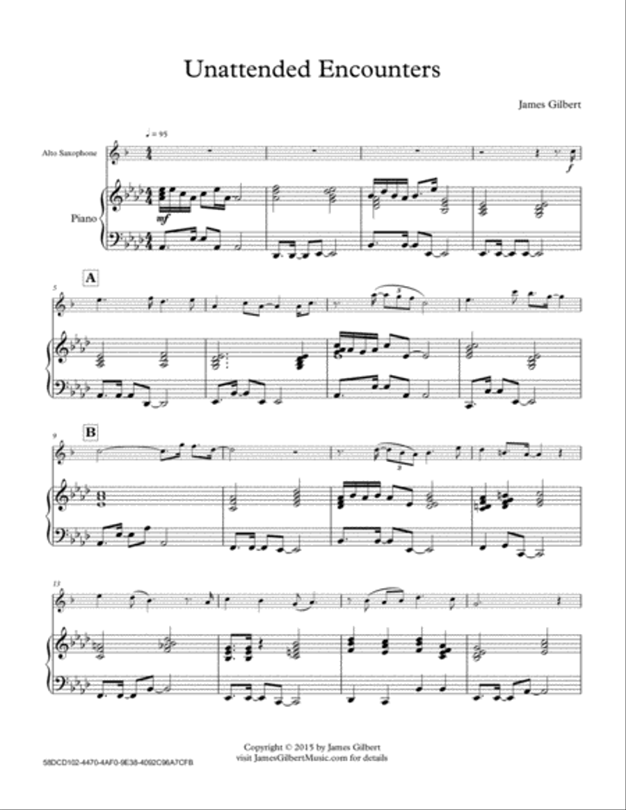 Unattended Encounters Alto Saxophone scores gallery preview page 1