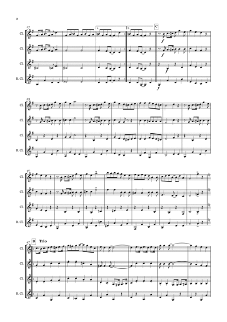 Trouville Canter Foxtrot for Clarinet Quartet Clarinet Quartet scores gallery preview page 2