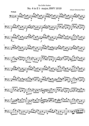Bach - 6 Cello Suite No.4 in E-flat major, BWV 1010 - For Solo Original Complete