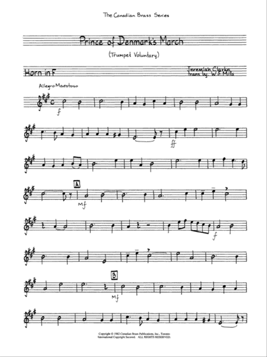 The Prince of Denmark's March - Horn in F Brass Ensemble scores gallery preview page 1