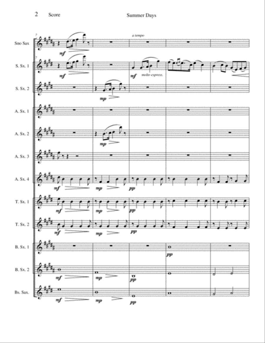 Summer Days - 2. On the Edge of the Lake Woodwind Ensemble scores gallery preview page 2