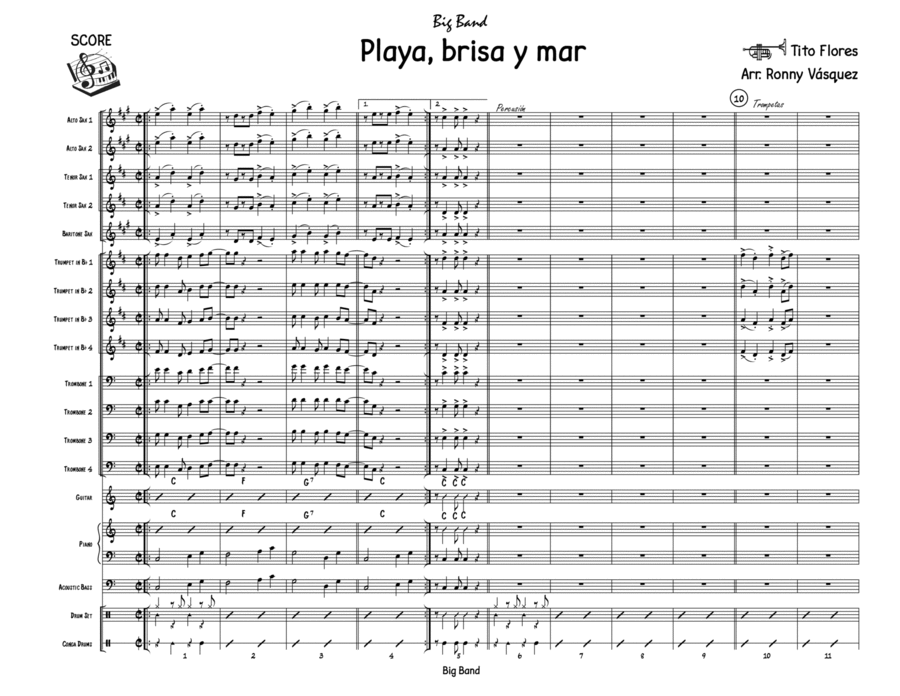 PLAYA BRISA Y MAR Jazz Ensemble scores gallery preview page 1