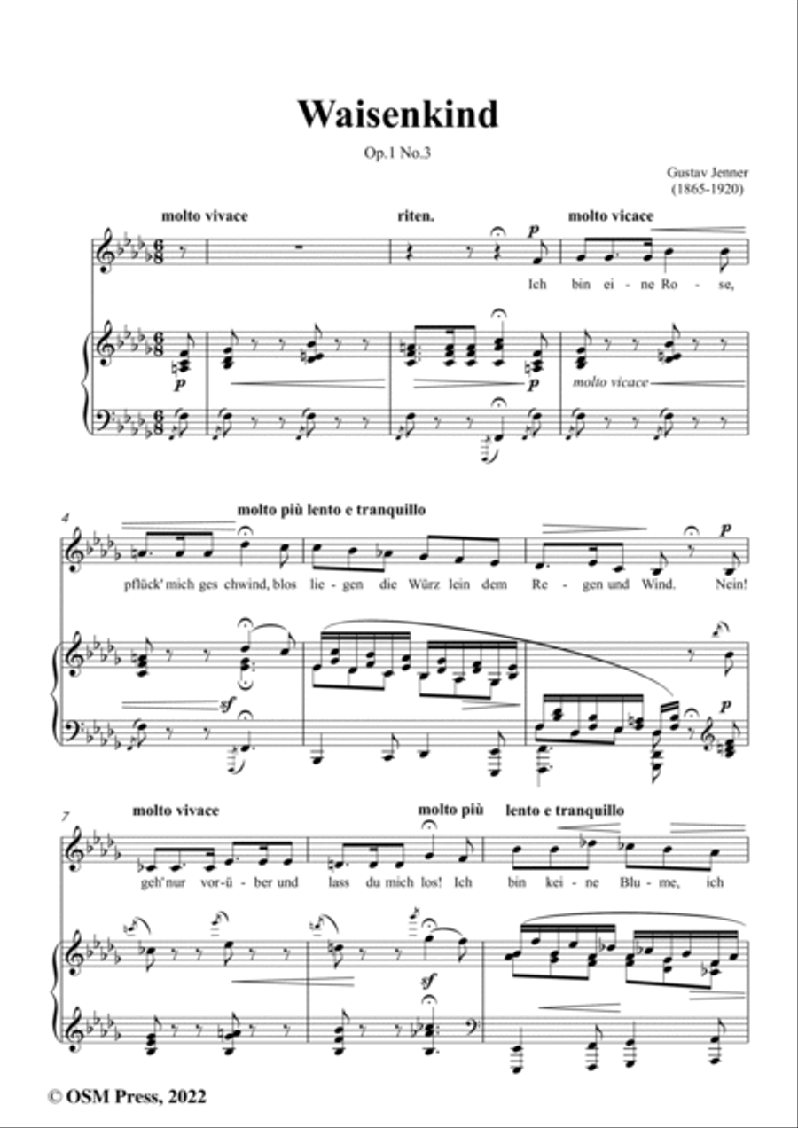 Jenner-Waisenkind,in b flat minor,Op.1 No.3,from '4 Lieder,Op.1' Voice scores gallery preview page 2