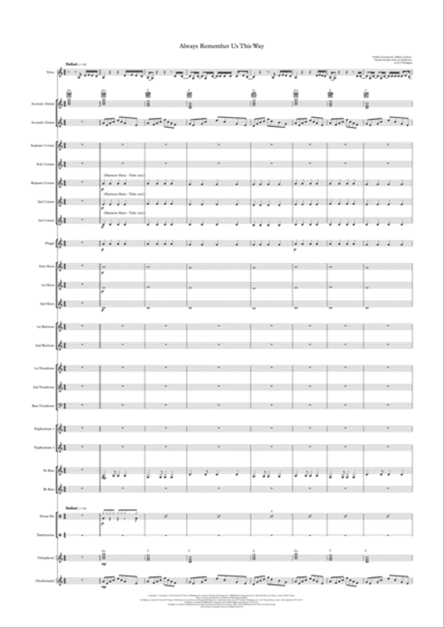 Always Remember Us This Way Brass Ensemble scores gallery preview page 1