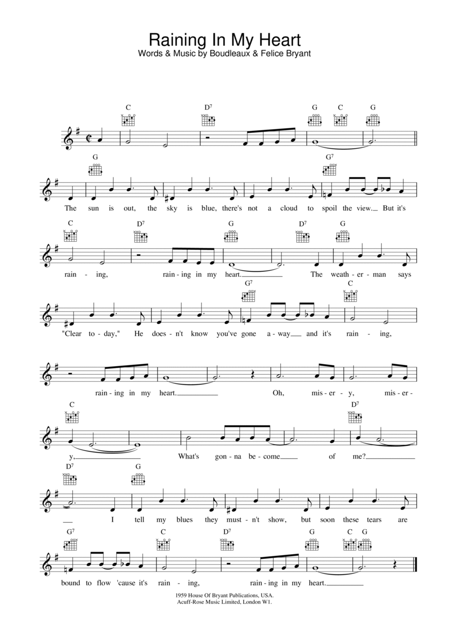 Raining In My Heart Piano scores gallery preview page 1