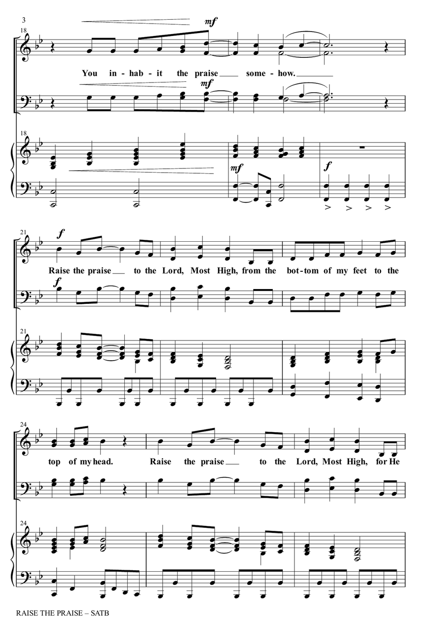 RAISE THE PRAISE (SATB Choir with Piano) 4-Part scores gallery preview page 4