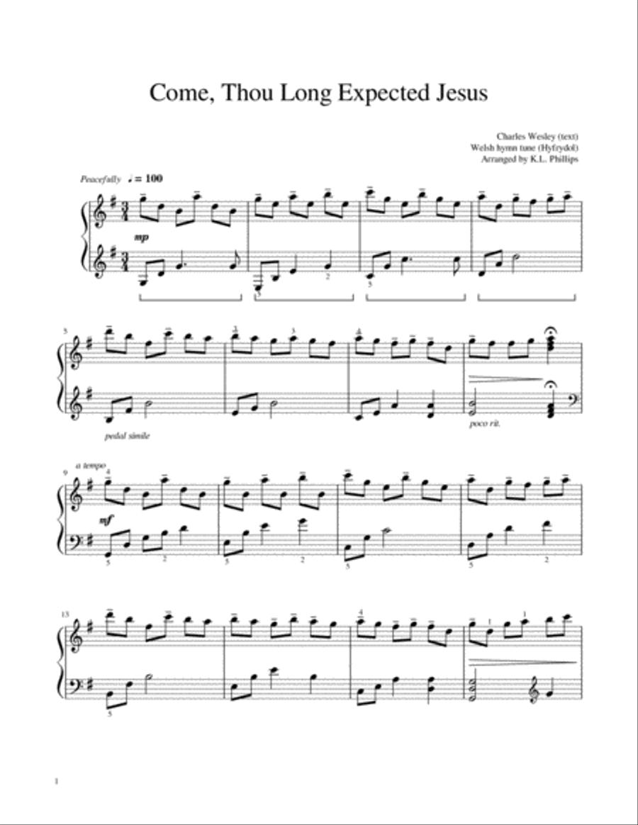 Come, Thou Long Expected Jesus - Piano Solo Piano Solo scores gallery preview page 2