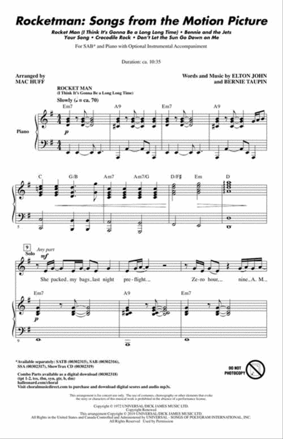 Rocketman: Songs from the Motion Picture 3-Part scores gallery preview page 3