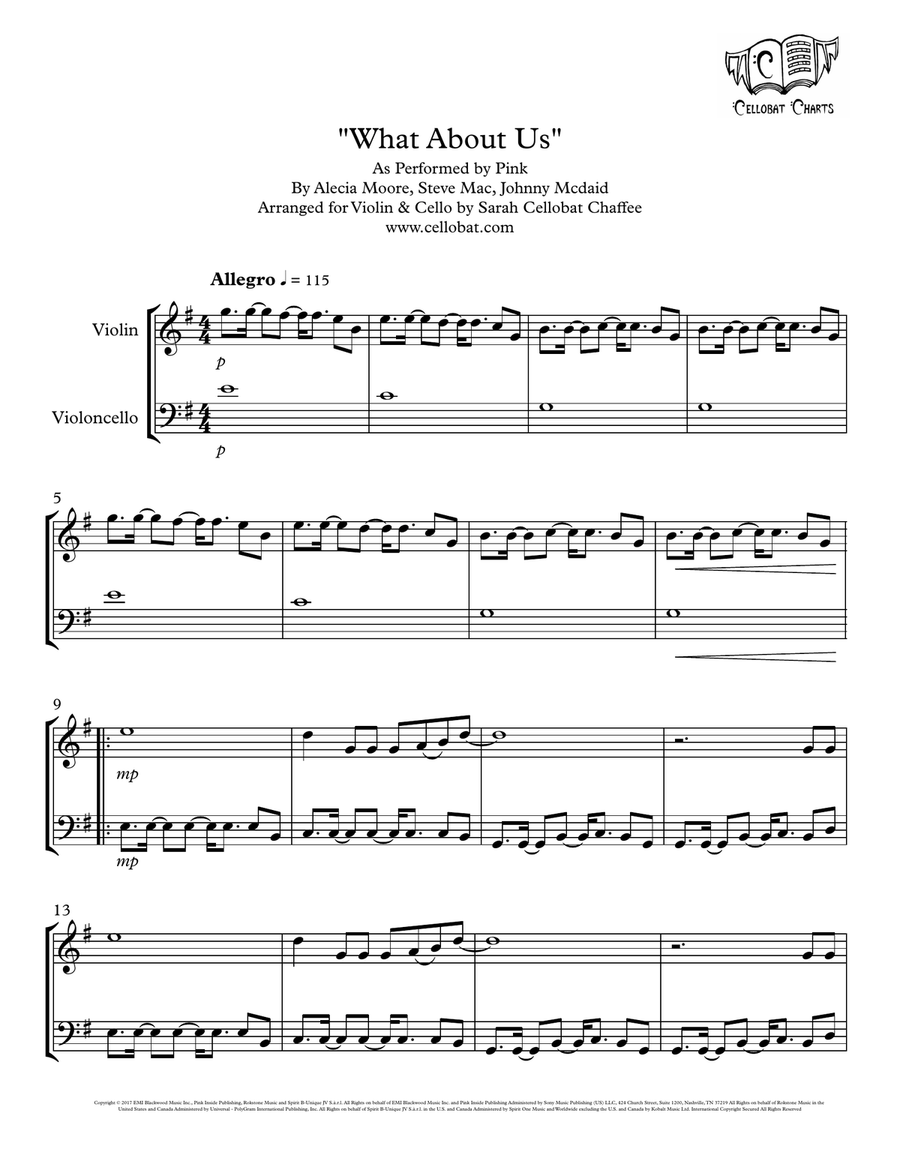What About Us String Duet scores gallery preview page 1