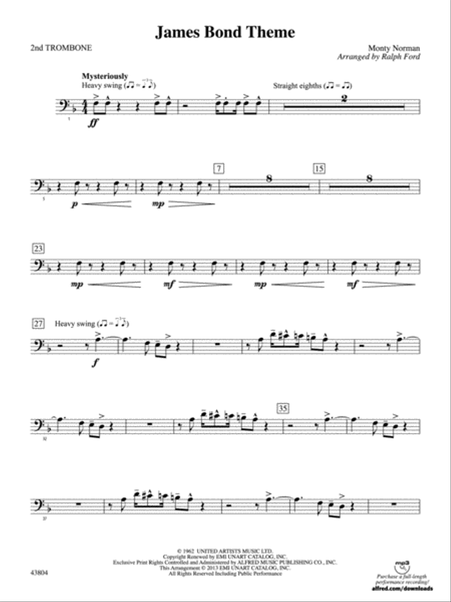 James Bond Theme: 2nd Trombone Full Orchestra scores gallery preview page 1