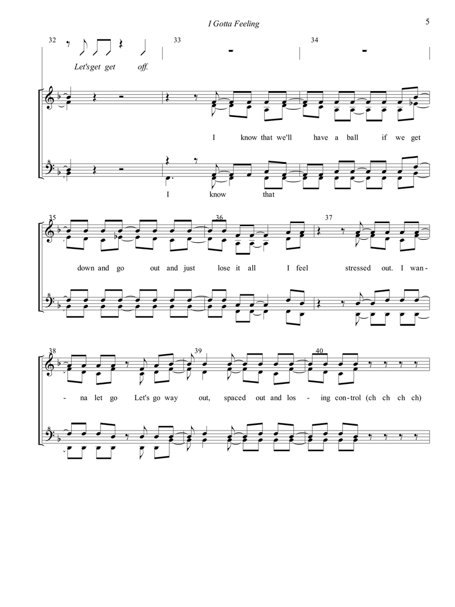 I Gotta Feeling SSAA scores gallery preview page 5