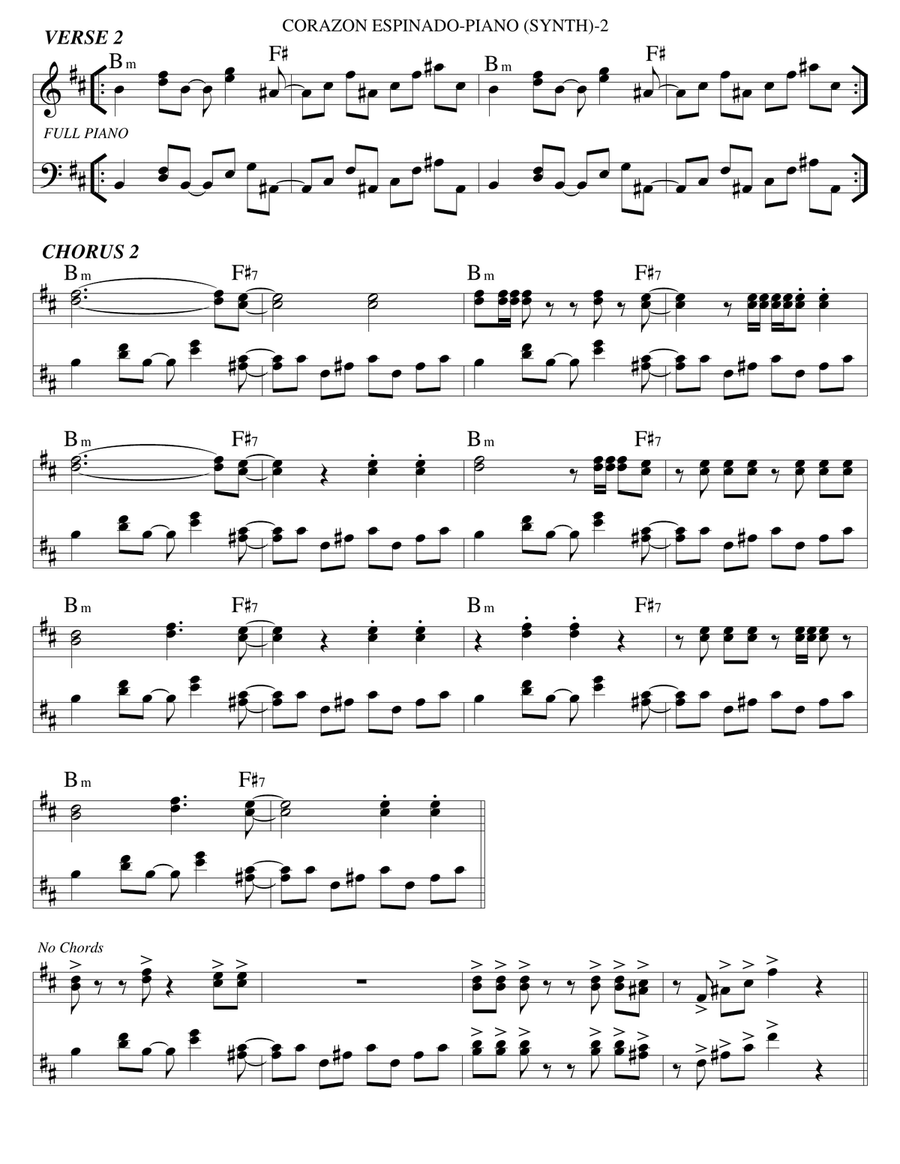 Corazon Espinado Piano Solo scores gallery preview page 2