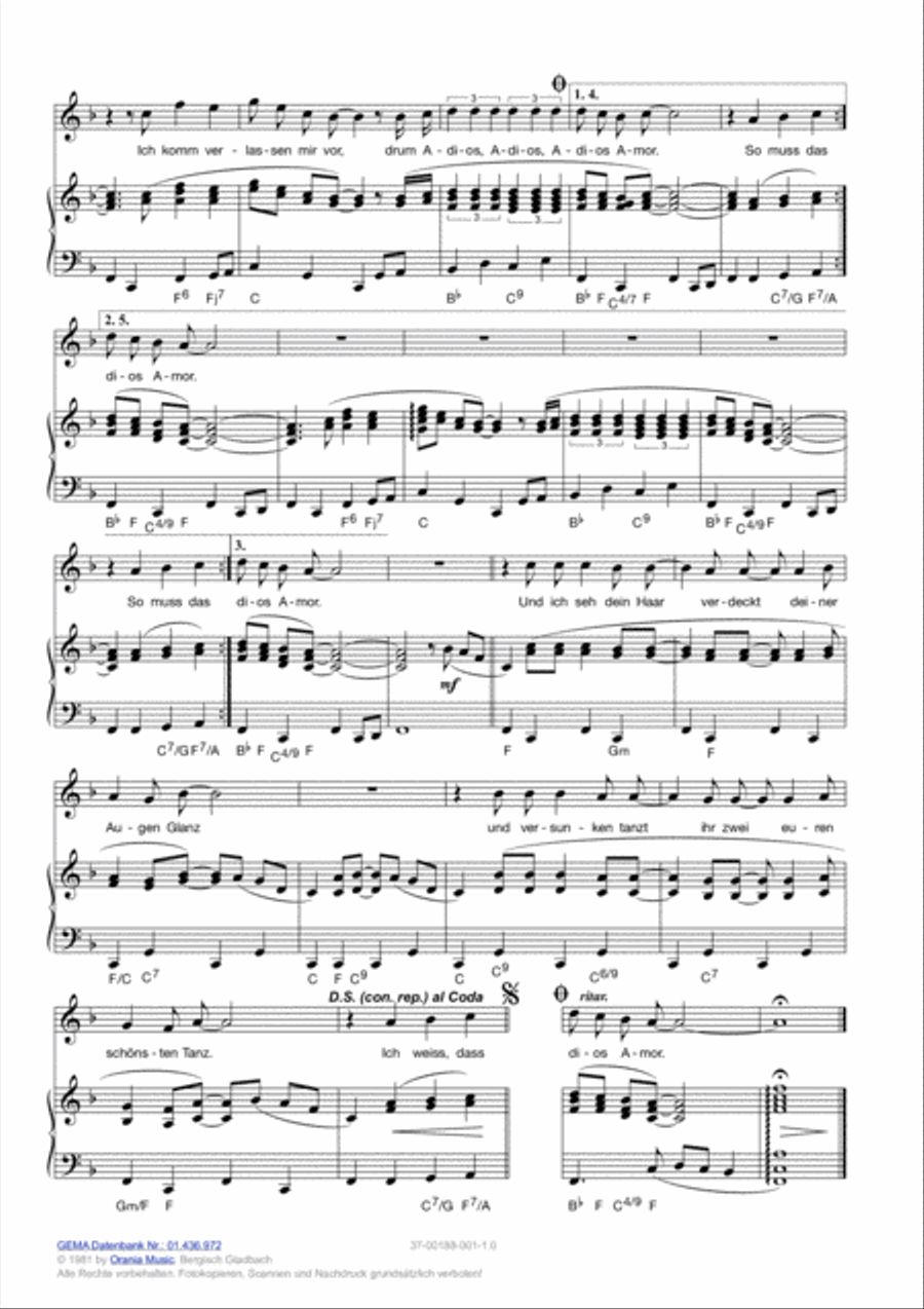 Adios Amor Voice scores gallery preview page 3