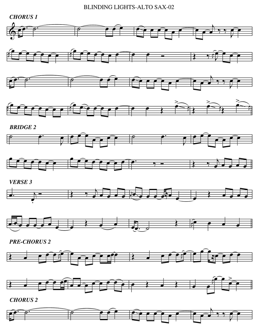 Blinding lights saxophone sheet music cheap