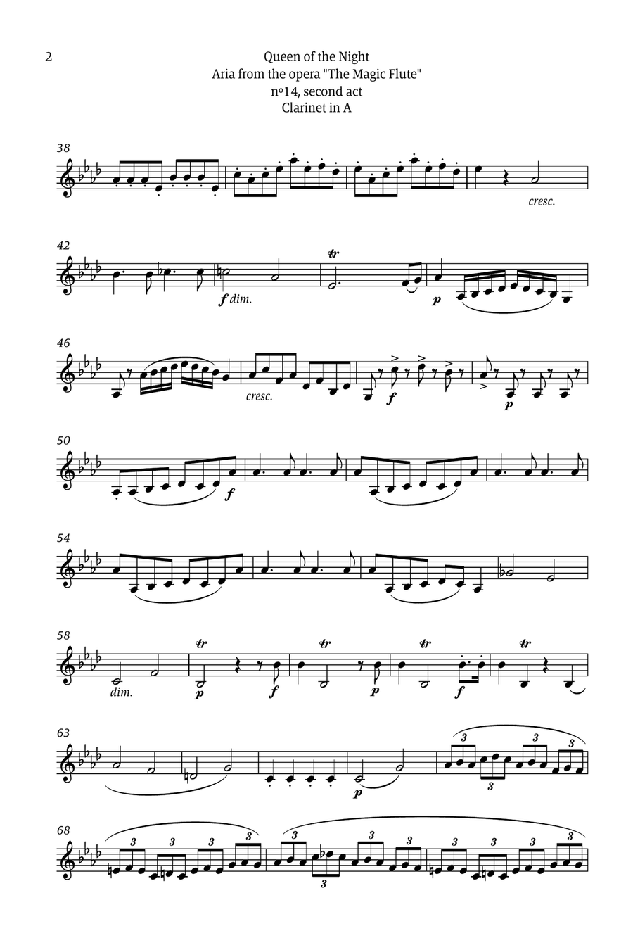 Queen of the Night - for solo clarinet in A Chamber Music scores gallery preview page 2