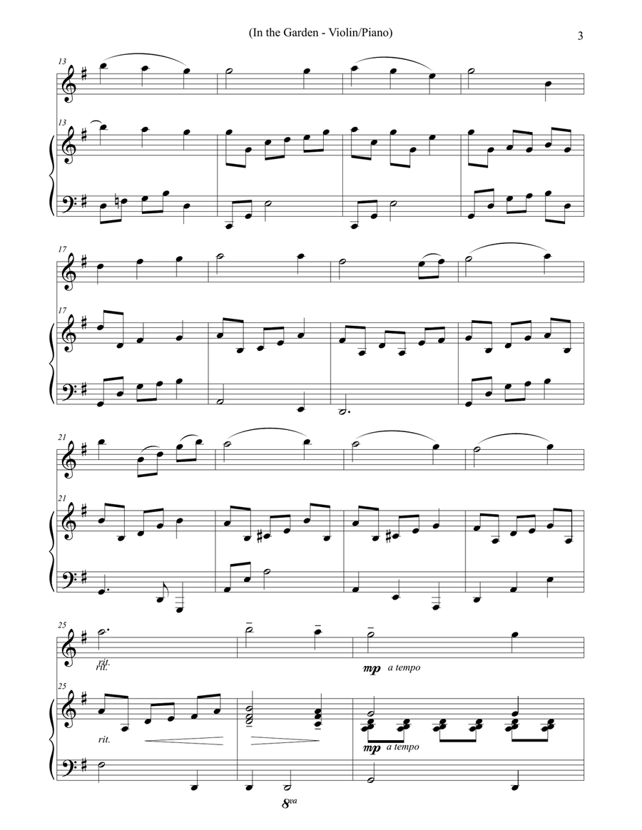 In the Garden (Solo Violin and Piano) In the Garden (Solo Violin and Piano) Violin Solo scores gallery preview page 3