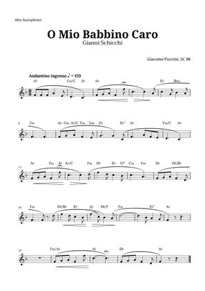 Book cover for O Mio Babbino Caro by Puccini for Alto Sax and Chords