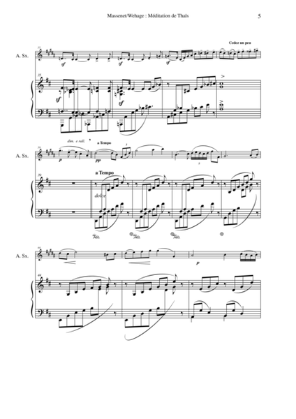 Jules Massenet: Meditation from "Thais", arranged for alto saxophone and piano