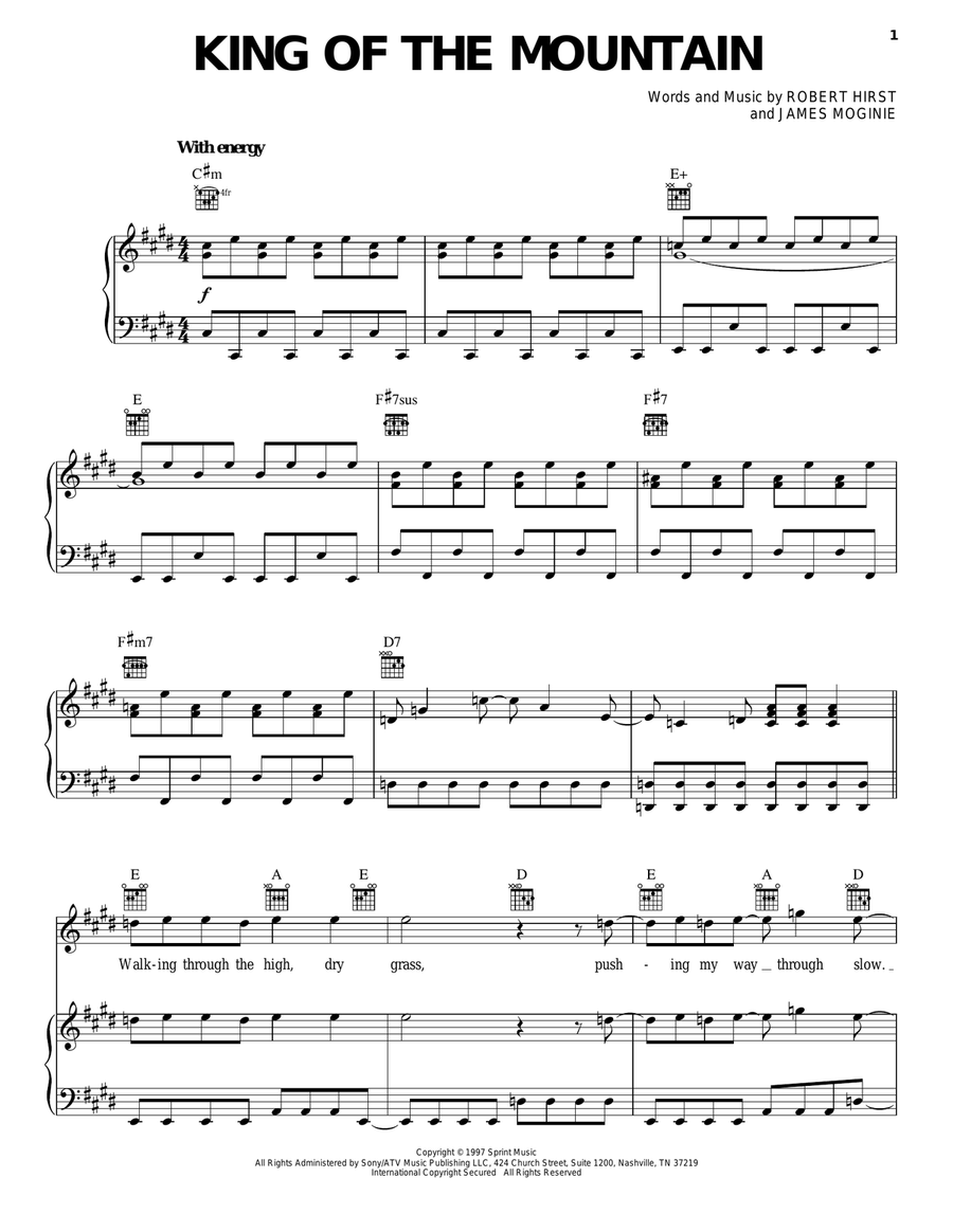 King Of The Mountain Piano, Vocal, Guitar scores gallery preview page 1