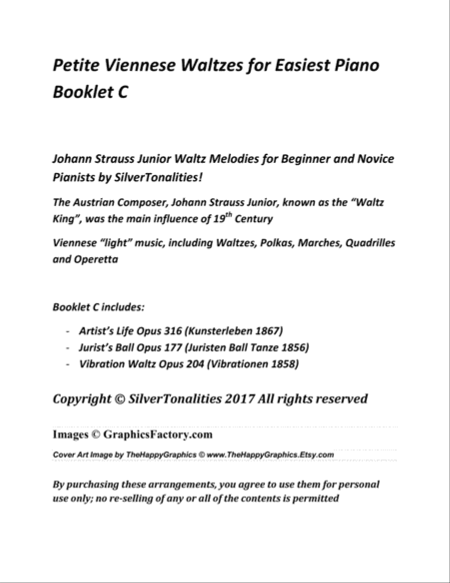 Petite Viennese Waltzes for Easiest Piano Booklet C Easy Piano scores gallery preview page 2