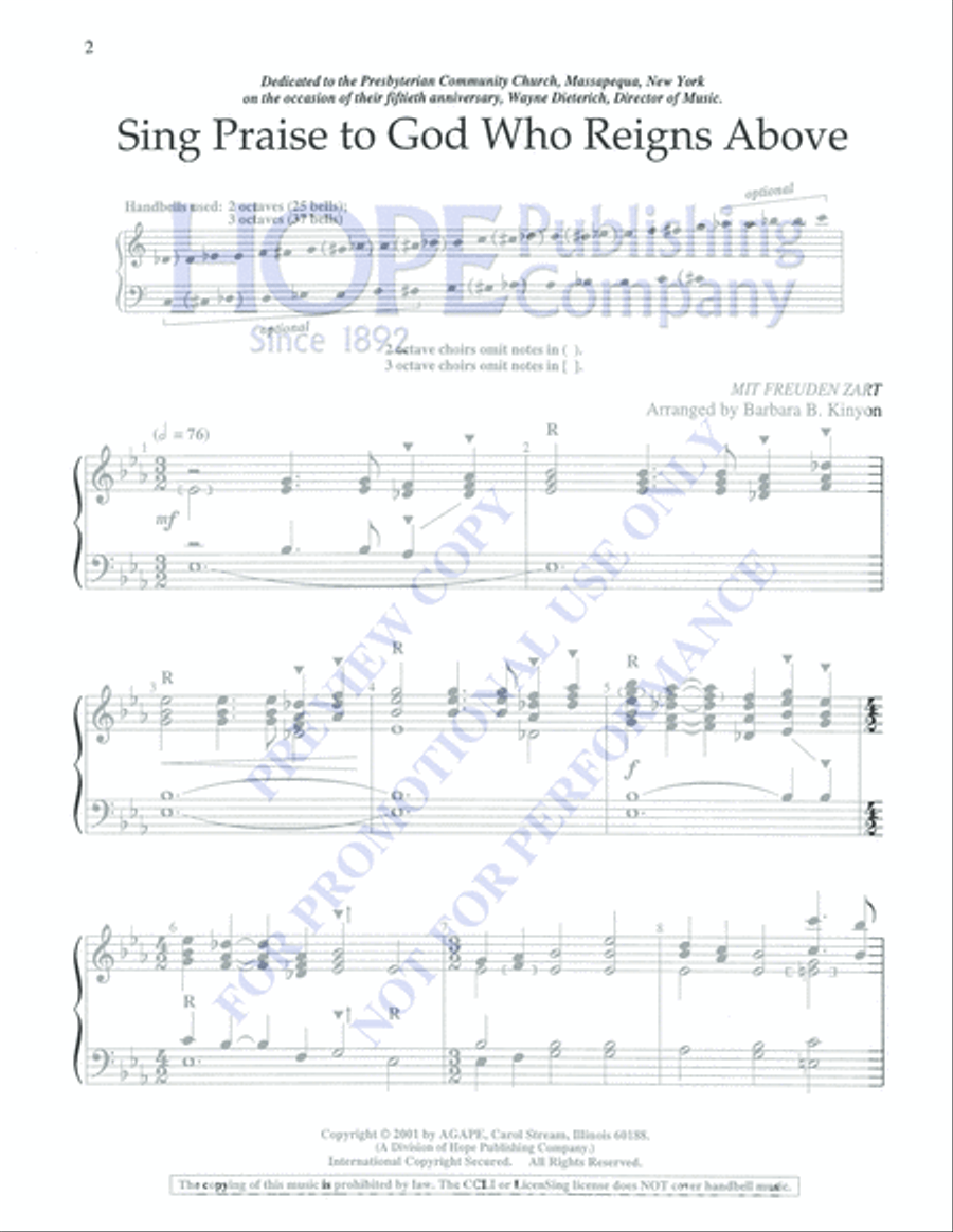 Sing Praise to God Who Reigns Above 3-Octaves scores gallery preview page 2