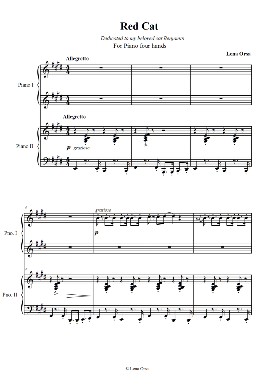 Red Cat for piano 4 hands Piano Method scores gallery preview page 2
