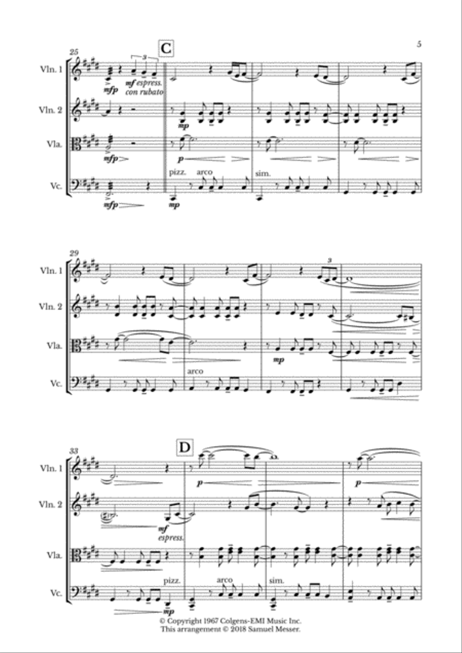 The Look of Love (String Quartet) String Quartet scores gallery preview page 5