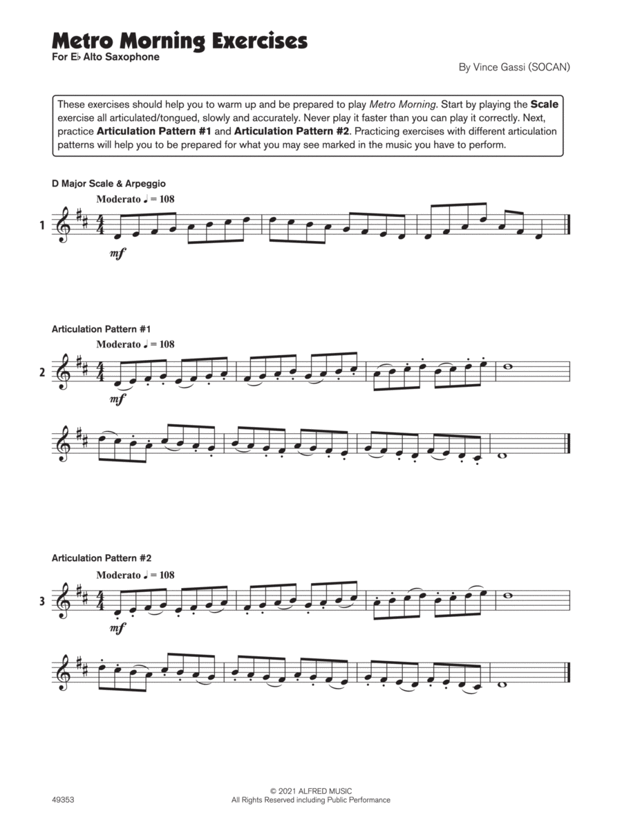 Metro Morning (Sound Innovations Soloist, Alto Sax) Small Ensemble scores gallery preview page 1