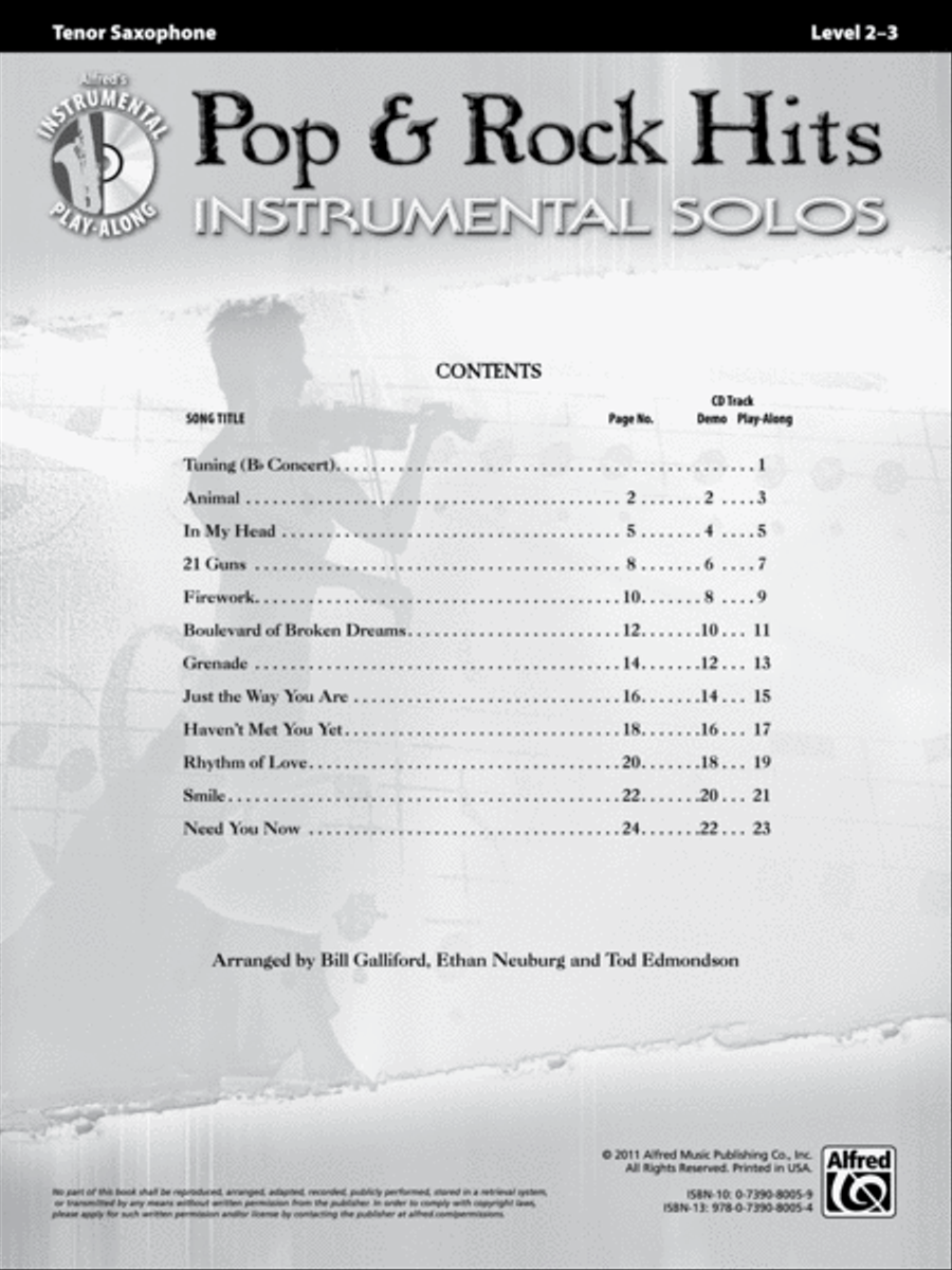 Pop & Rock Hits Instrumental Solos Tenor Saxophone scores gallery preview page 2