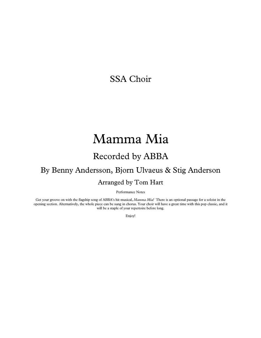 Mamma Mia SSA scores gallery preview page 1