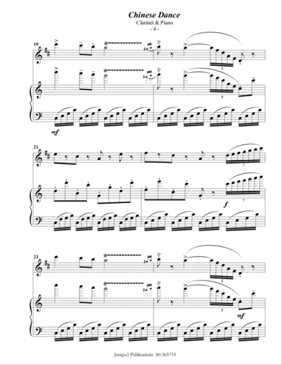 Tchaikovsky: Chinese Dance from Nutcracker Suite for Clarinet & Piano B-Flat Clarinet scores gallery preview page 5