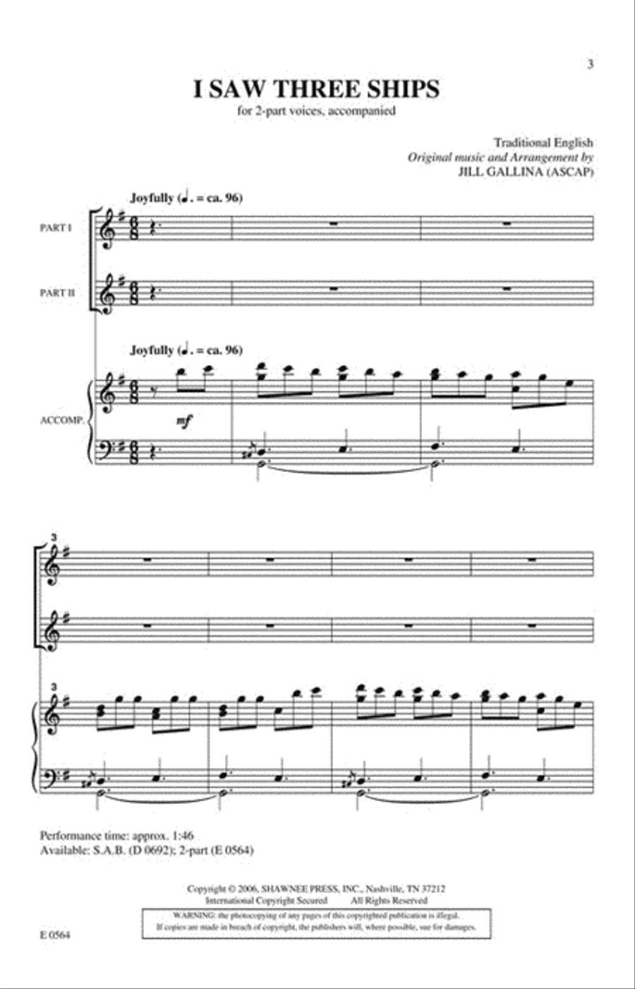 I Saw Three Ships 2-Part scores gallery preview page 2