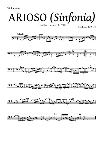 ARIOSO, by J. S. Bach (sinfonia) - for Violoncello and accompaniment image number null