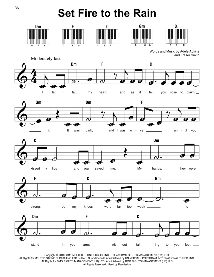 Set Fire To The Rain Easy Piano scores gallery preview page 1