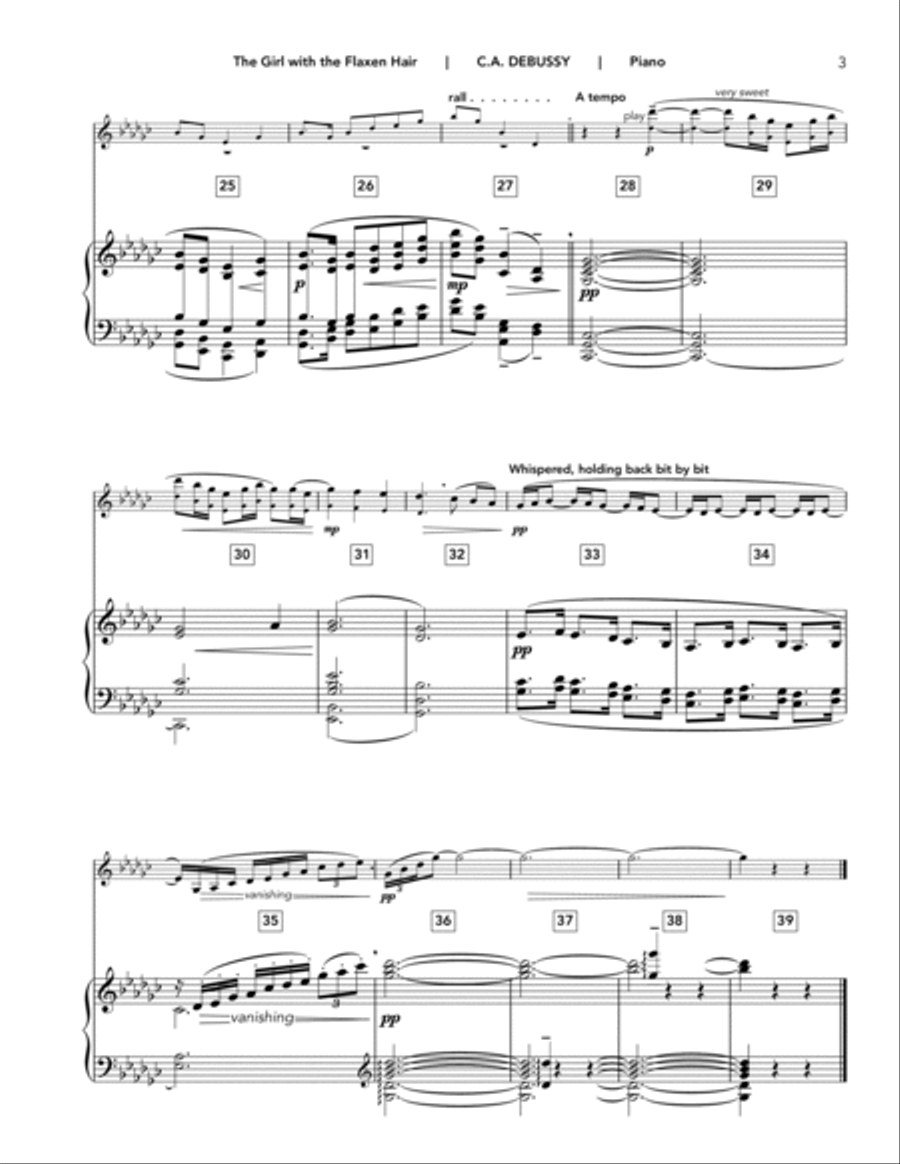 La Fille aux Cheveux de Lin (The Girl with the Flaxen Hair) B-Flat Trumpet scores gallery preview page 3