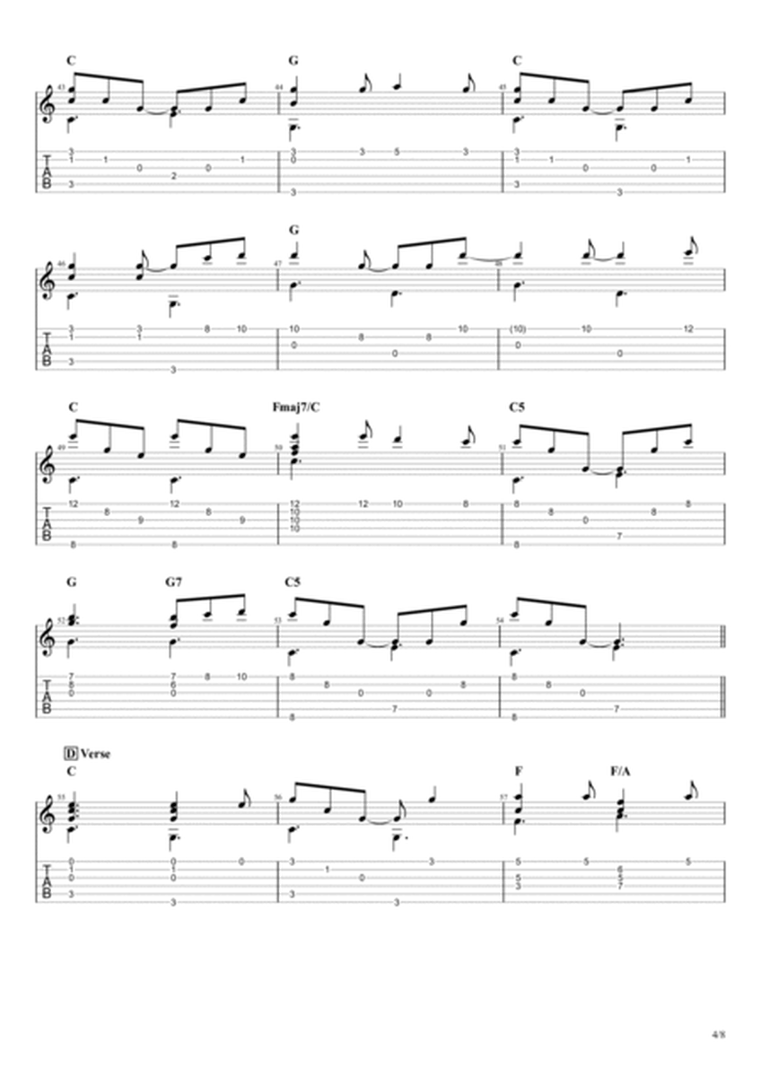 O Holy Night for solo fingerstyle guitar image number null