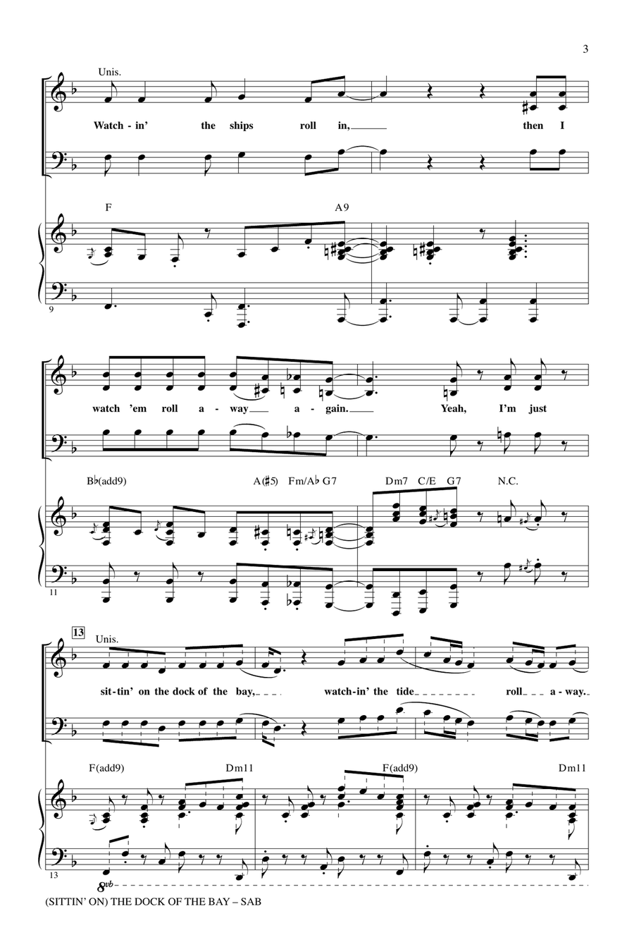 (Sittin' On) The Dock Of The Bay 3-Part scores gallery preview page 2