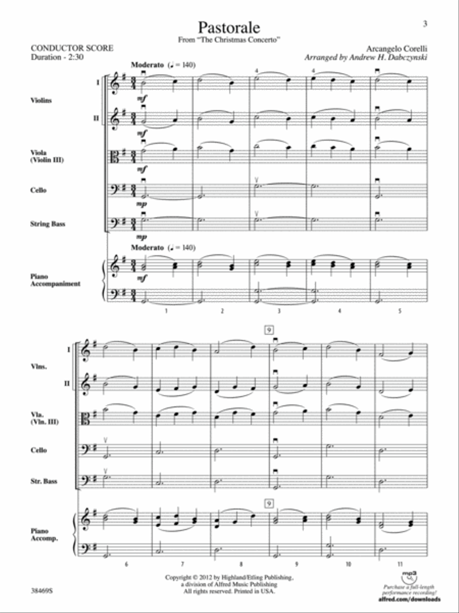Pastorale (from The Christmas Concerto): Score String Orchestra scores gallery preview page 3