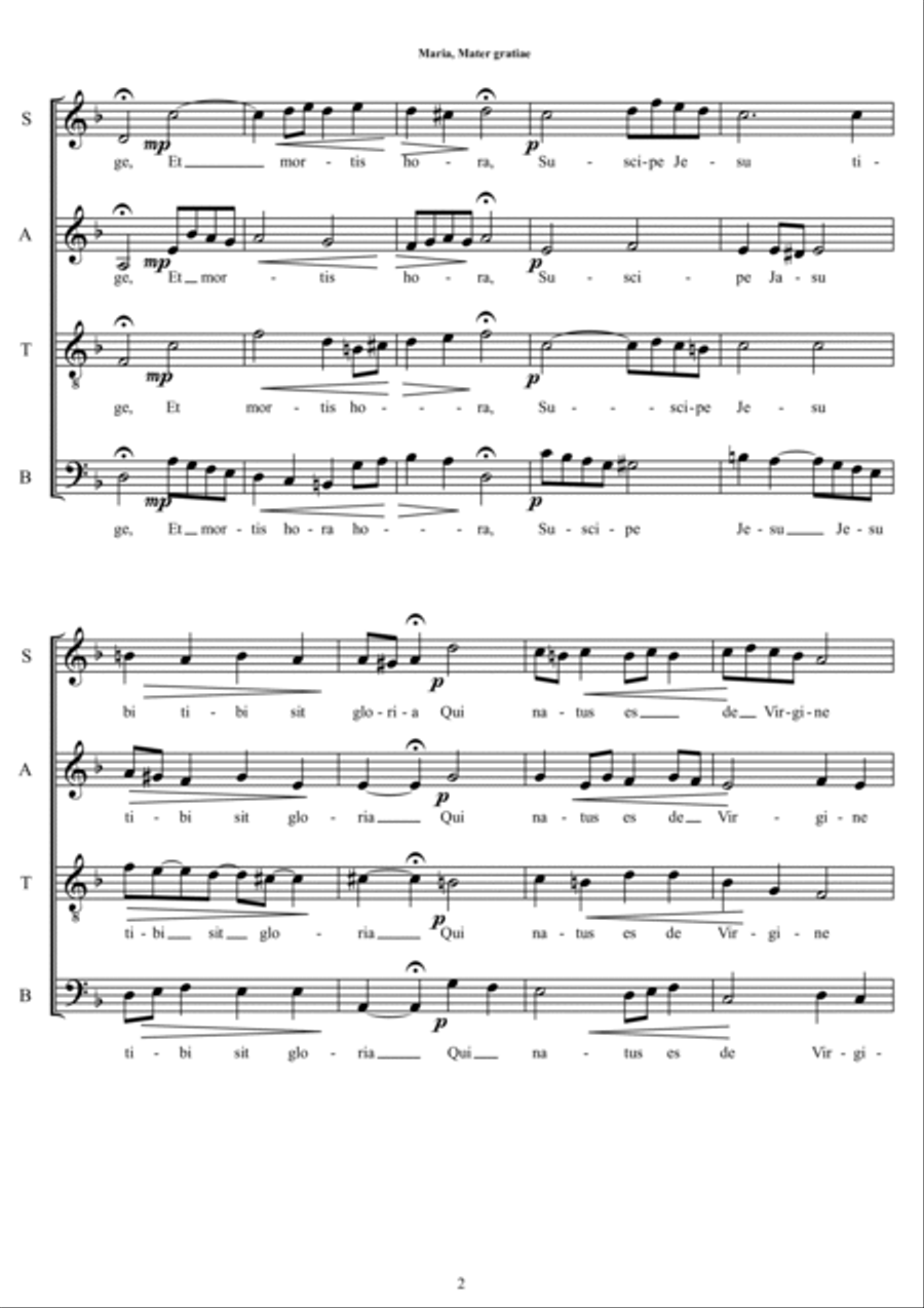 Maria, Mater gratiae - Sacred Chant for Choir SATB a cappella 4-Part scores gallery preview page 2