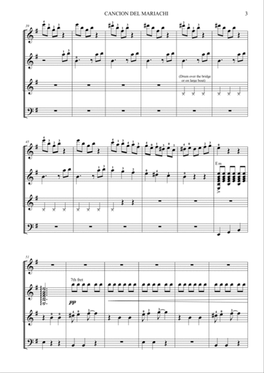 Cancion Del Mariachi Guitar Ensemble scores gallery preview page 3