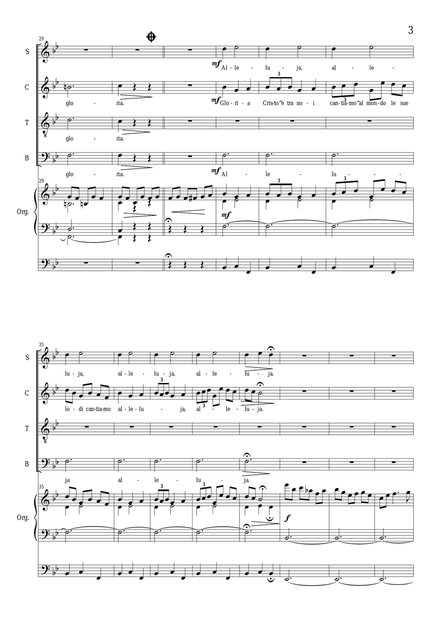 Allelula,gloria a te o Cristo_satb e organo 4-Part scores gallery preview page 3