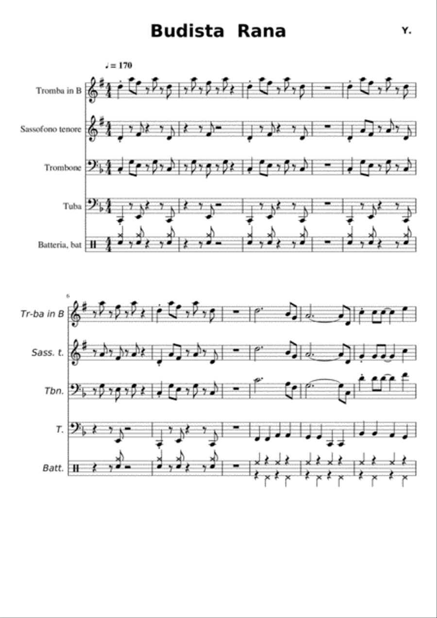 Budista Rana Budista Rana Brass Ensemble scores gallery preview page 1