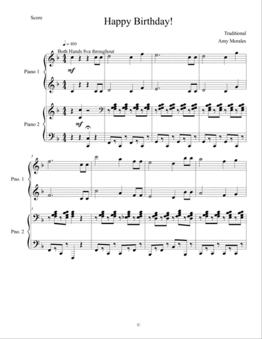 Happy Birthday - Easy Duet Easy Piano scores gallery preview page 2