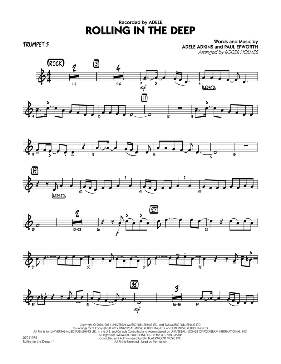 Rolling in the Deep - Trumpet 3 Jazz Ensemble scores gallery preview page 1